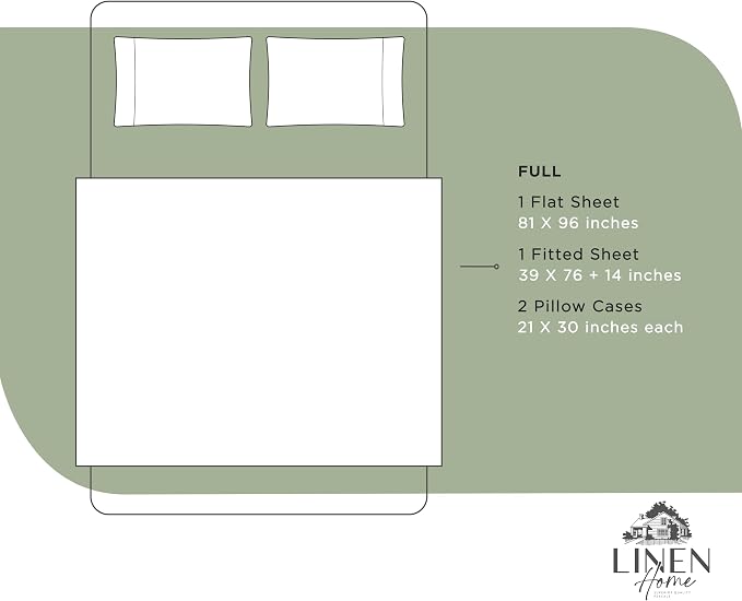 Linen Home 100% Cotton Percale Sheets Full Size, Oil Green – Crisp & Cool - Image 6
