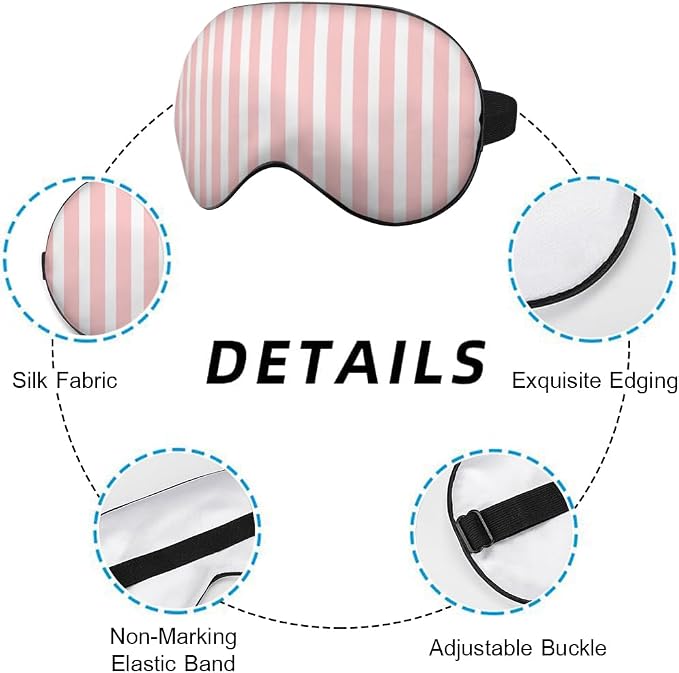 Striped Eye Mask Sleeping Mask Pink and White Stripes Sleep Masks Silky Soft - Image 3