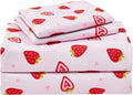lasoftan Pink Strawberry Printed Kids Sheet Set Twin Size, Bed Sheets by Unknown
