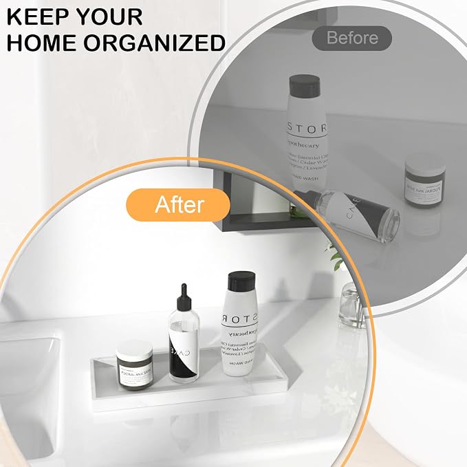 Bathroom Vanity Tray Black, Silicone 11.8 x 5 Inch Toilet Tank Tray Decor - Image 4