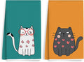 2PCS Cute Cat Kitchen Towels, Cat Themed Gifts Reusable Absorbent Waffle Weave by Unknown