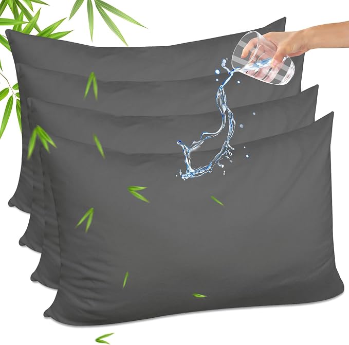 Gogreen Bamboo Rayon Waterproof Pillow Protector, Breathable Pillow Cover by GOGREEN