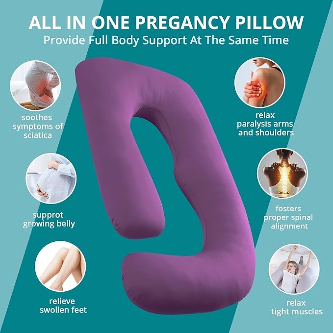 Sasttie Pregnancy Pillows for Sleeping, Jumbo U Shaped Cooling Full Body Pillow - Image 6