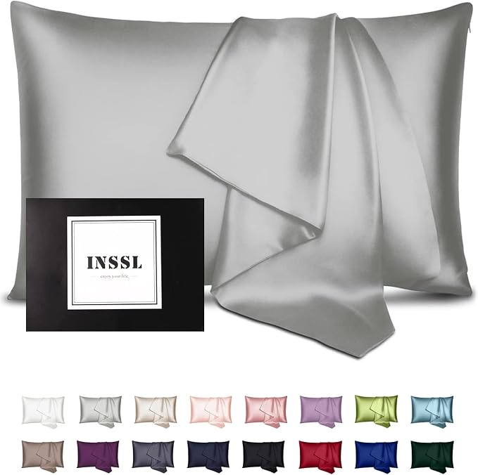 INSSL Silk Pillowcase for Women, Mulberry Silk Pillowcase for Hair and Skin and by INSSL