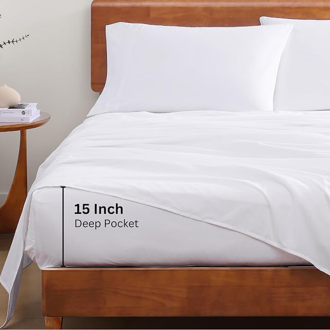 LANE LINEN Eco Friendly 100% Organic Cotton Queen Sheet Set, Soft & Comfy Fully - Image 5