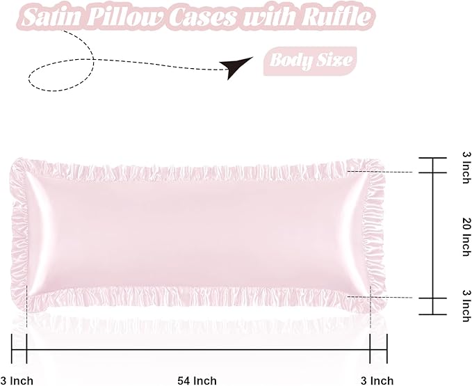 Homiest Ruffle Satin Body Pillow Cover, Silky Satin Body Pillowcase - Image 3