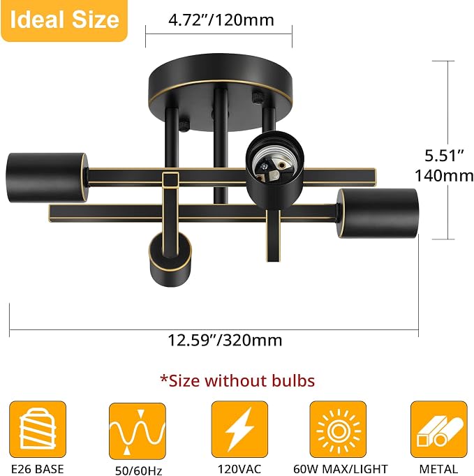 SunRider Industrial 4-Light Semi Flush Mount Ceiling Light Fixture, Oil Rubbed - Image 2