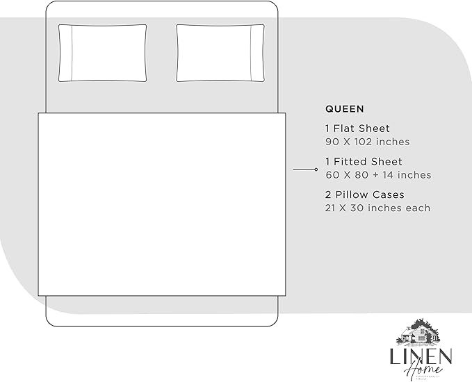Linen Home 100% Cotton Percale Sheets Queen Size, Dove Grey, Deep Pocket - Image 6