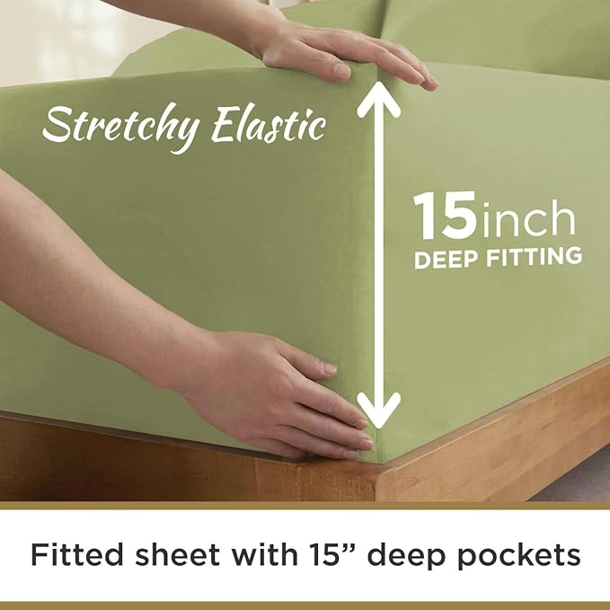 Ultra Soft Microfiber Full XL Fitted Sheets – 1800 Thread Count, Deep 15” Pocket - Image 4