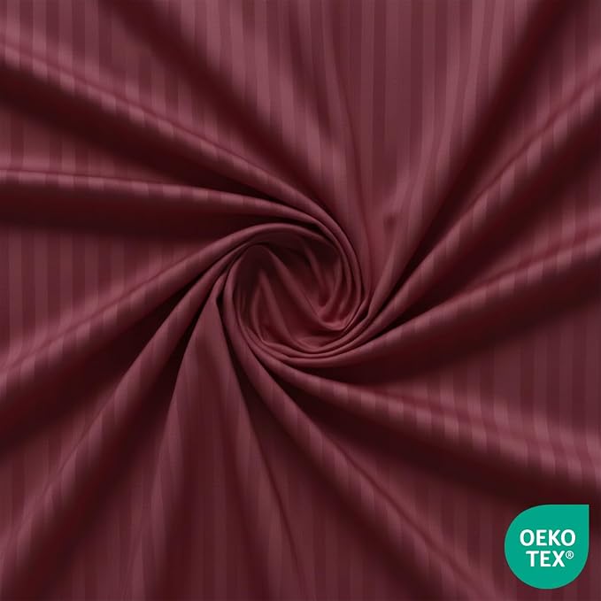 Feather & Stitch 1 Piece Fitted Sheet Twin Size, 100% Cotton Damask Sateen Weave - Image 3