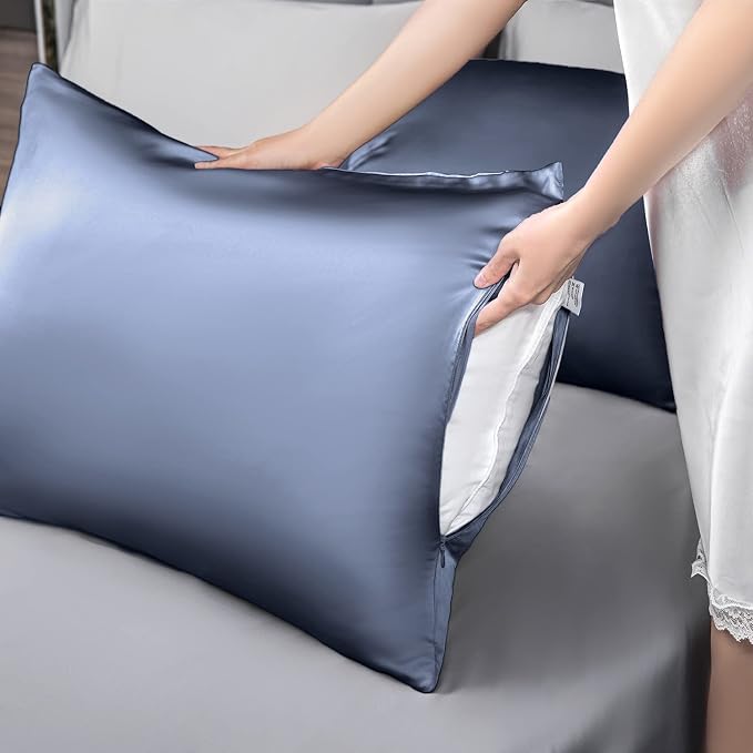 Mulberry Silk Pillowcase for Hair and Skin, Queen Size Cooling Silk Pillow Case - Image 6