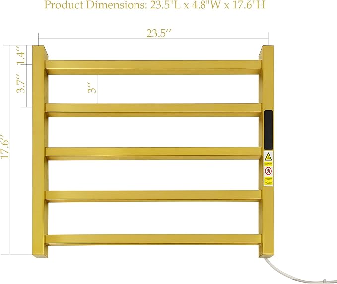 5 Bars Luxury Towel Warmers Wall Mounted Heated Towel Rack, Towel Warmer - Image 2