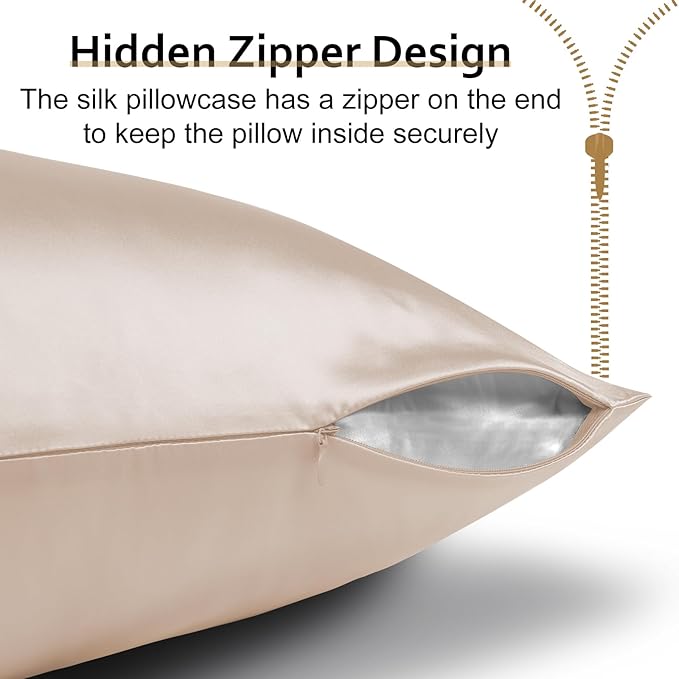 Ravmix Silk Pillow Cases with Zipper, 21momme Mulberry Silk Pillowcase - Image 6