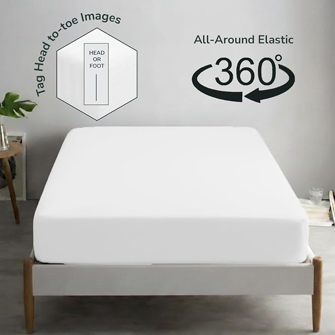 Feather & Stitch Fitted Bottom Sheet Only King Size 500 TC-1 Piece 100% Cotton - Image 4