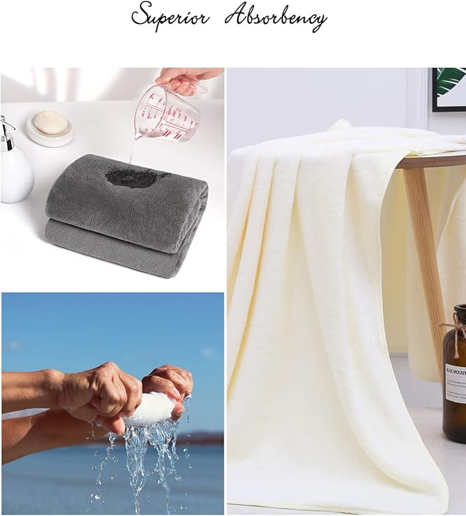 Lumimi Towel Set of 8 Very Soft Microfiber 4 Bath and 4 Hand Towels Quick Dry - Image 4