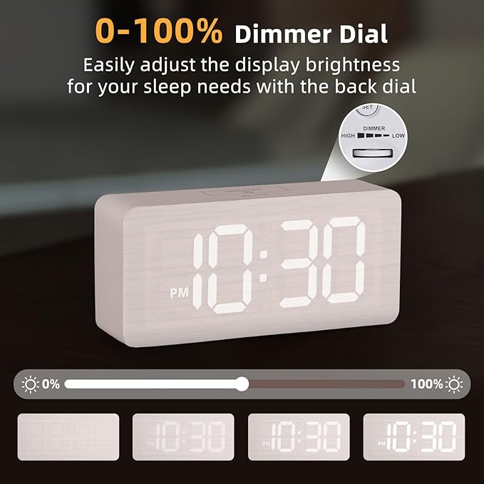 uscce Wooden Digital Alarm Clocks - Image 4