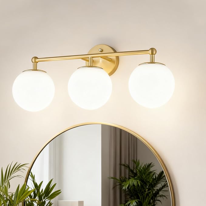 AKEZON Gold Vanity Light for Bathroom, Modern Bathroom Light Fixtures Over by AKEZON