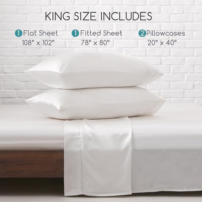 MR&HM Satin Bed Sheets, King Size Sheets Set - Image 7