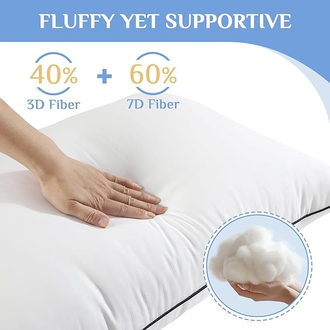 JOLLYVOGUE King Size Pillows Set of 4, Collection Bed Pillows - Image 3