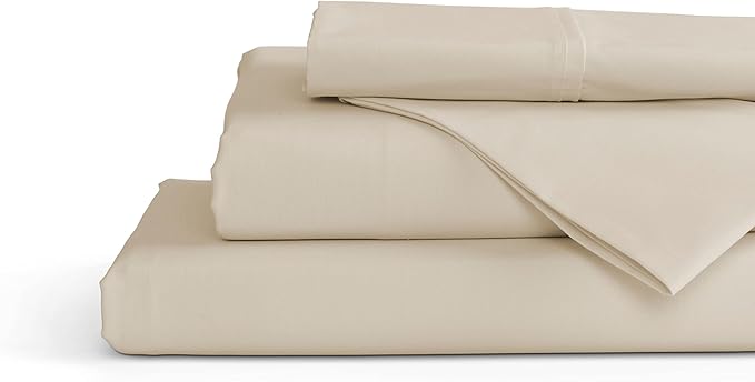 Linen Home 100% Cotton Percale Sheet Set, Twin Size, Deep Pocket, 4 Pieces Set by LINENHOME
