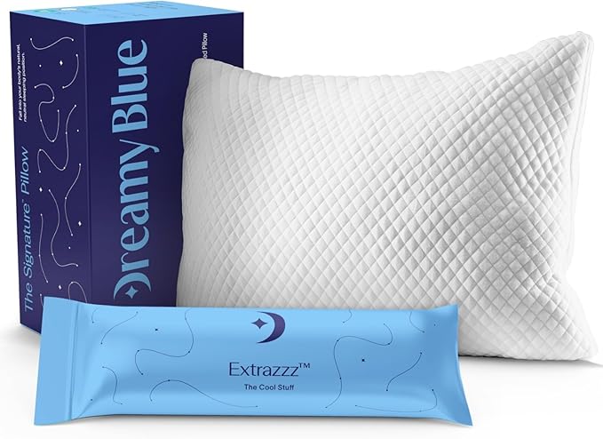 DreamyBlue Signature Pillow w/Adjustable Loft • Shredded Memory Foam Fill • by DreamyBlue