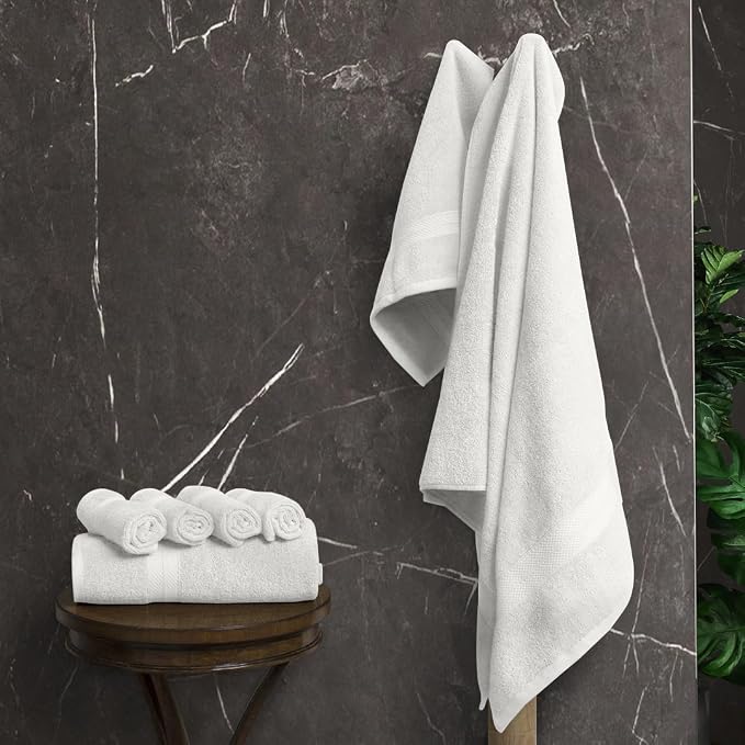 Avalon Towels Luxury 8 Piece White Towels Set, 2 Bath Towels, 2 Hand Towels and - Image 4
