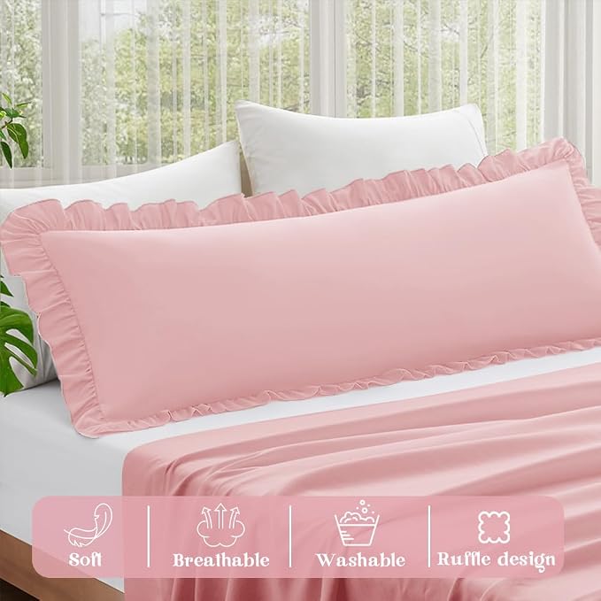 KKJIAF Ruffle Body Pillow Cases Set of 1, Ruffled Pillow Covers - Image 4