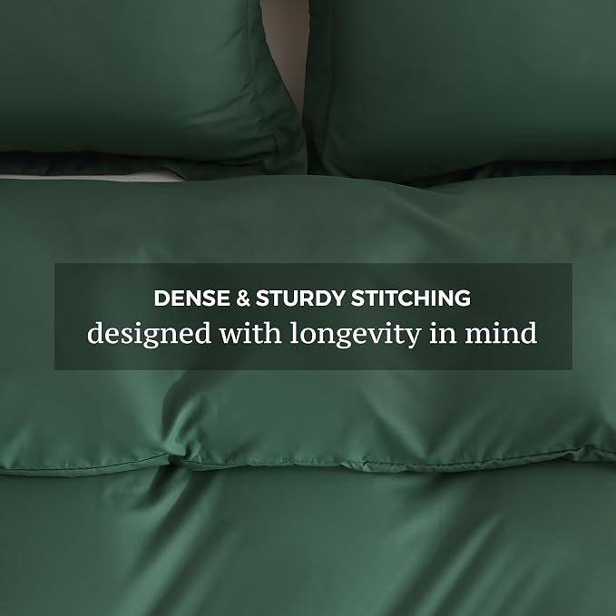 JSD Hunter Green Duvet Cover Set Full Size, 3 Piece Duvet Cover - Image 5