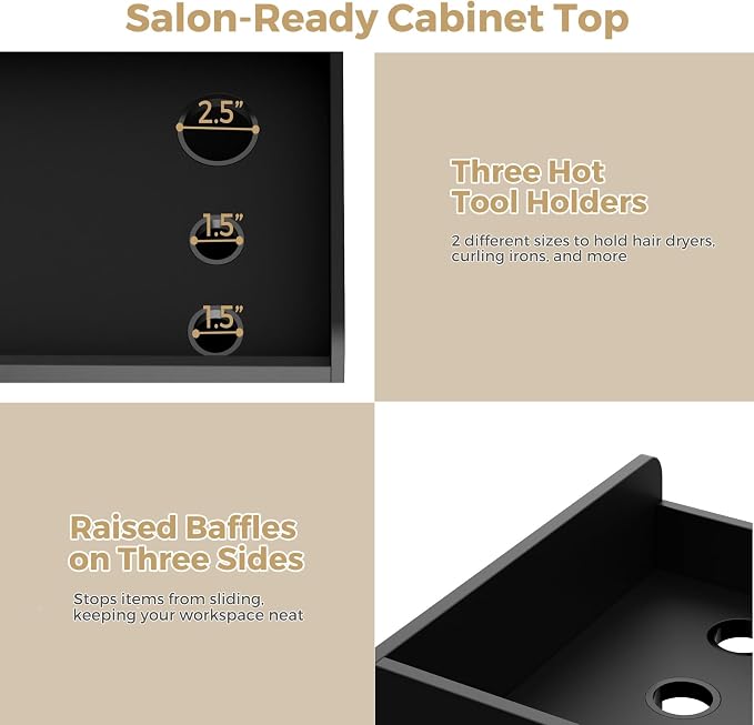 Salon Storage Cabinet Barber Station, Free Standing Hair Styling Station - Image 5