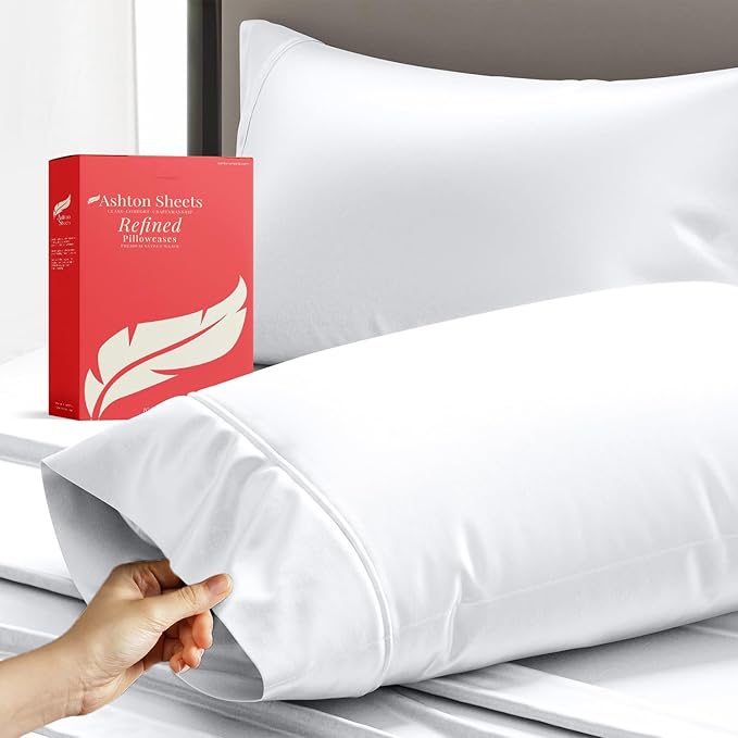 100% Egyptian Cotton King Pillow Case Set of 2 by AshtonSheets