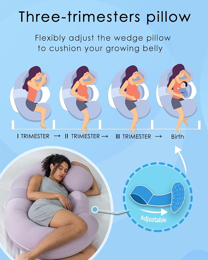 QUEEN ROSE Cooling Pregnancy Pillows, E Shaped Full Body Pillow - Image 3