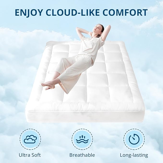 YUGYVOB Mattress Pad Extra Thick, and Breathable Full Size Mattress Topper - Image 2