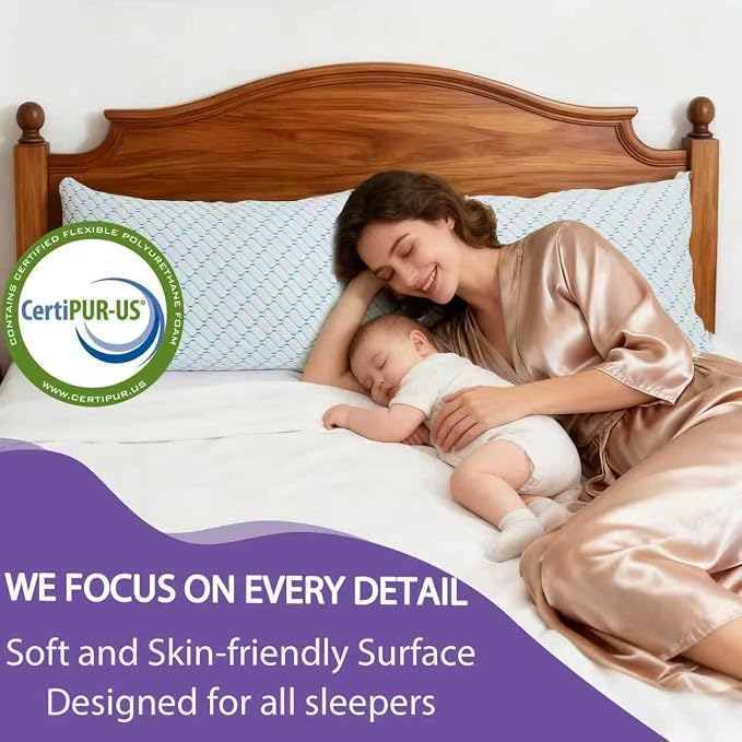 VAINOC Memory Foam Pillows Queen Size Set of 2, Adjustable Cooling Pillow - Image 6
