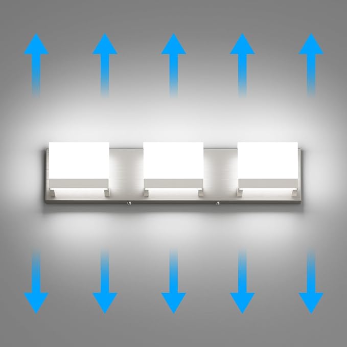 Tipace 3 Lights LED Modern Vanity Light Brushed Nickel Bathroom Lighting - Image 6