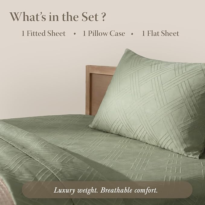 Threadmill Twin Sheets for Twin Mattress | 800 Thread Count Jacquard Celine - Image 4