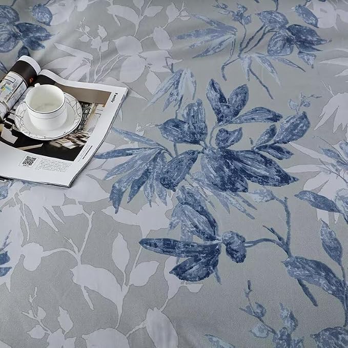 OAITE Duvet Cover King Size, Reversible Flower Blue Duvet Cover Set - Image 6