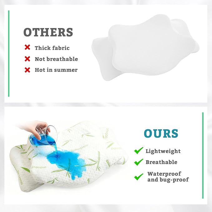 Hahafelt Cooling Cervical Pillowcase Waterproof Bamboo Neck Pillow Case - Image 3