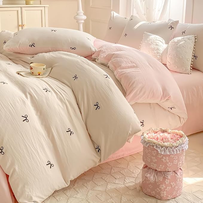 Nayoroom Bow Duvet Cover Queen Size Reversible Pink Coquette Duvet Cover 3 - Image 4