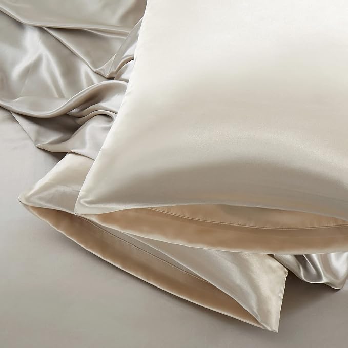 Aormenzy Satin Body Pillow Cover Set of 2, 20x54 Inches Taupe Case - Image 6
