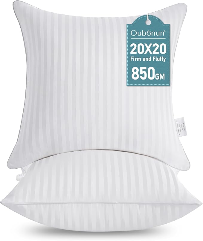 Oubonun 20 x 20 Throw Pillow Inserts, Firm and Fluffy Decorative Square Pillows by Oubonun