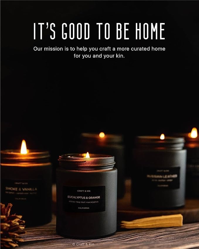 Craft & Kin Premium Orange & Eucalyptus Candle | Black Scented Candles - Image 5