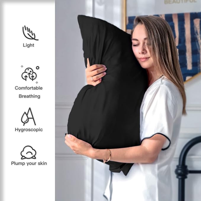 Silk Pillow Cases 2 Pack, Soft Breathable and Sliky Queen Size Pillow Cases Set - Image 3