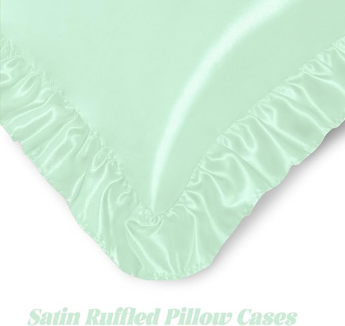 Homiest Ruffle Satin Body Pillow Cover, Silky Satin Body Pillowcase - Image 5