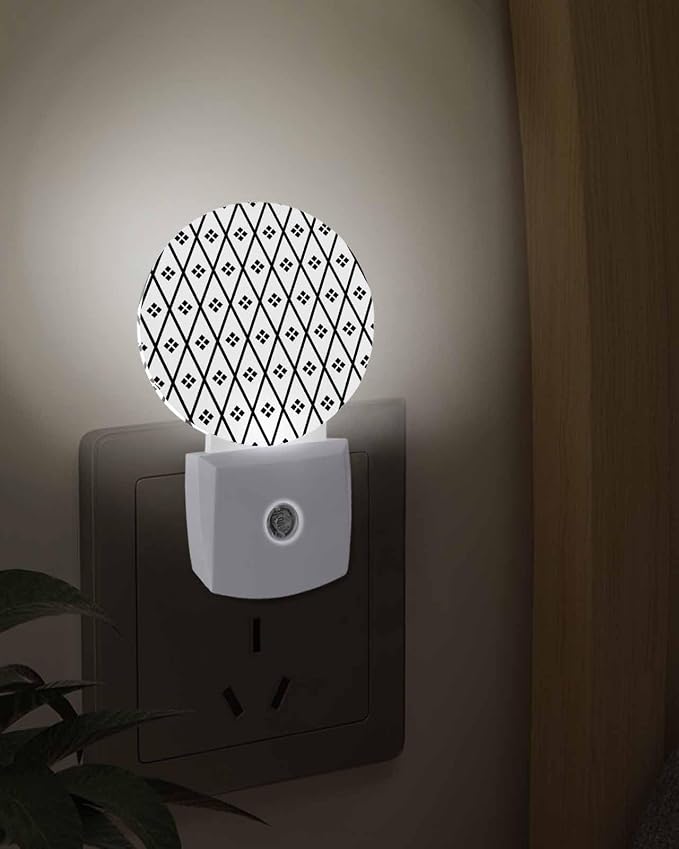 Night Lights Auto Sensor Black White Diamond Night Light Geometric Rhombus - Image 3