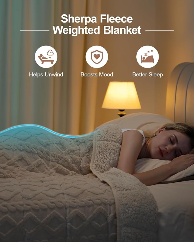 Super Fuzzy Soft Sherpa Fleece Weighted Blanket, 20 lbs Dual Sided Fluffy Heavy - Image 2