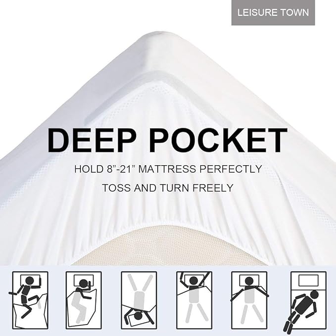 LEISURE TOWN Cotton King Mattress Pad Fitted Quilted Mattress Cover Pillow Top - Image 4