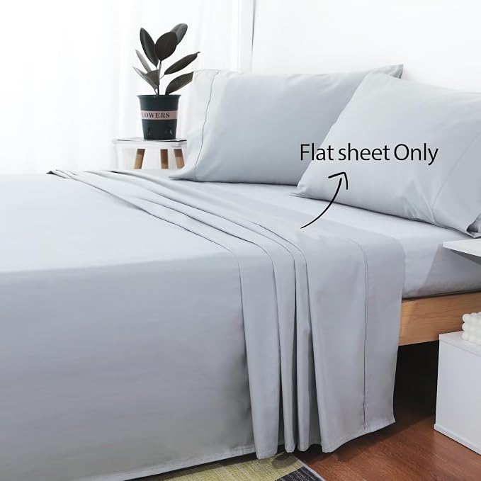 2-Pack Cotton TwinXL Flat Sheet Only, 600 Thread Count 100% Egyptian Cotton Top - Image 2