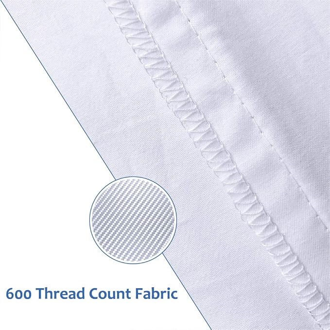 Precoco Pillow Cases Standard Size Set of 2 | 100% Cotton White Pillowcases - Image 5