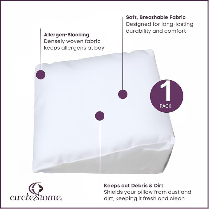 CirclesHome Wedge Pillow Cover 100% Cotton, Zippered Wedge Pillow Case Protector - Image 3