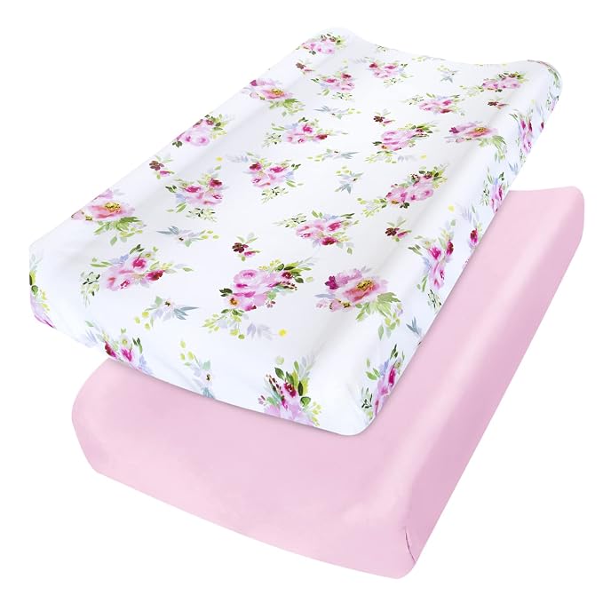Changing Pad Cover for Girls 2 Pack, Lovely Print Soft Diaper Change Table by Moonsea